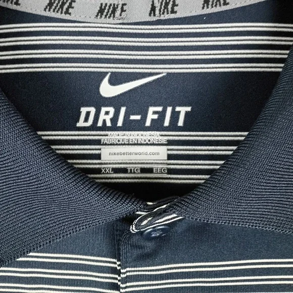 Nike USA Hockey Polo Mens XXL Blue Striped Dri-FIT Game Time M-51299 Excellent - Picture 4 of 10